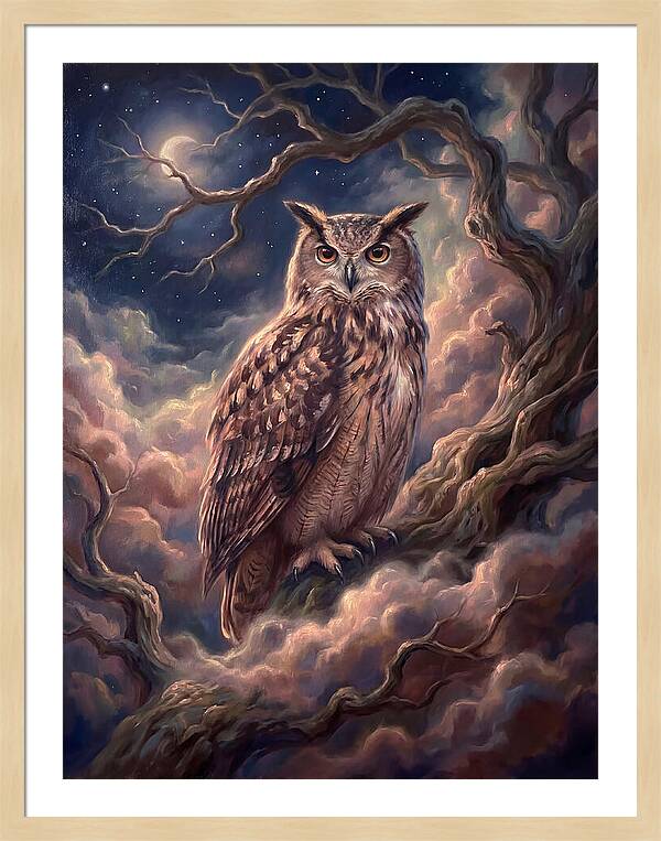 Eagle Owl Under Moonlight