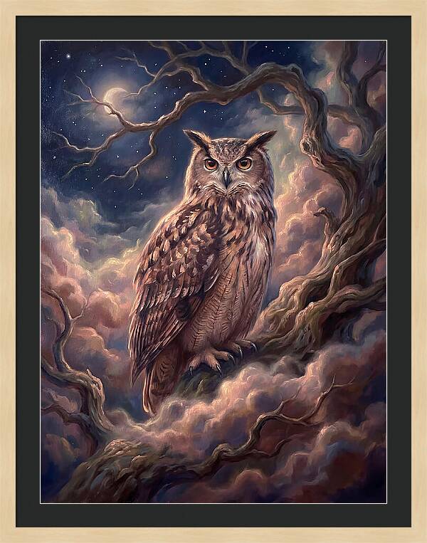 Eagle Owl Under Moonlight