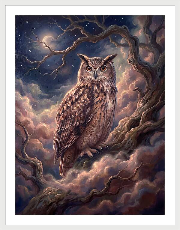 Eagle Owl Under Moonlight