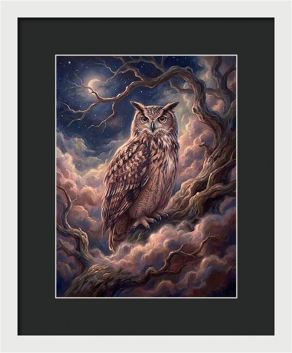Eagle Owl Under Moonlight