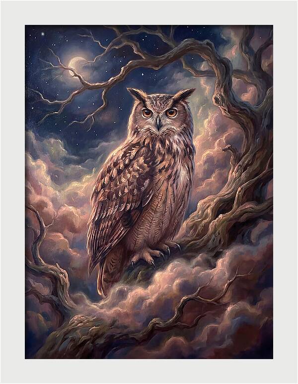 Eagle Owl Under Moonlight