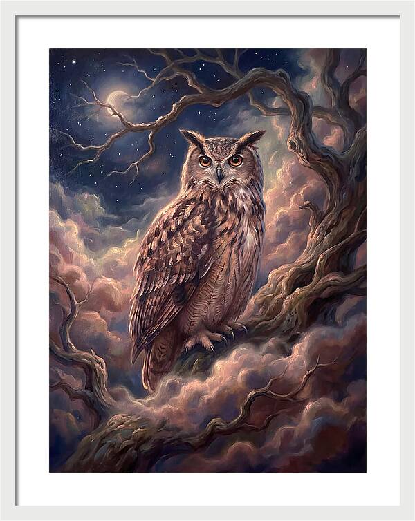Eagle Owl Under Moonlight
