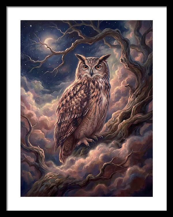 Eagle Owl Under Moonlight