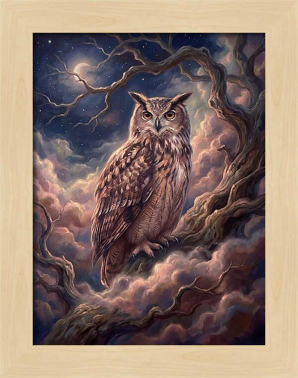 Eagle Owl Under Moonlight