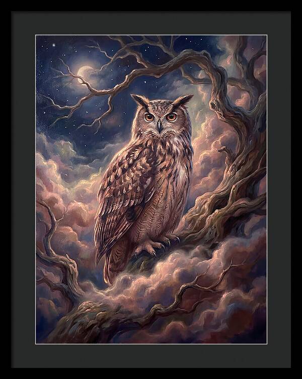 Eagle Owl Under Moonlight