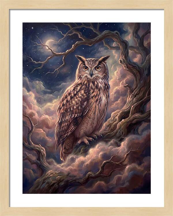 Eagle Owl Under Moonlight