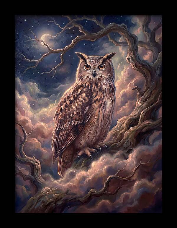 Eagle Owl Under Moonlight