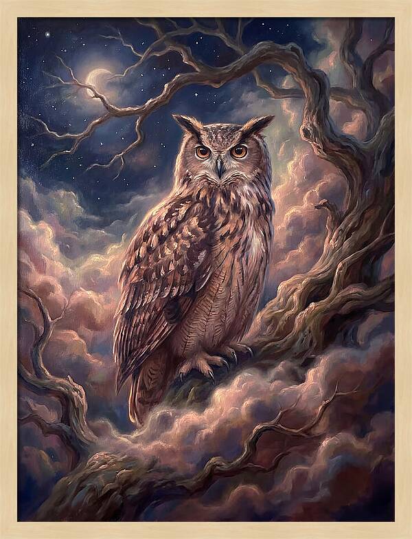 Eagle Owl Under Moonlight