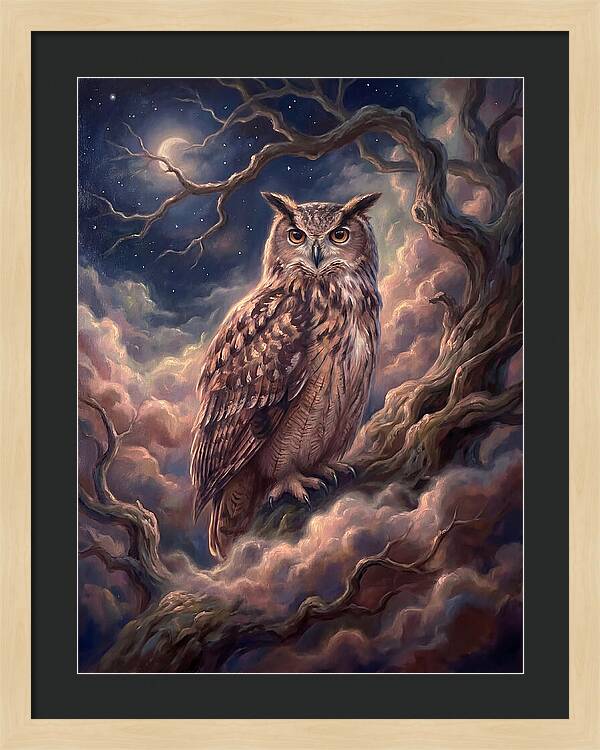 Eagle Owl Under Moonlight