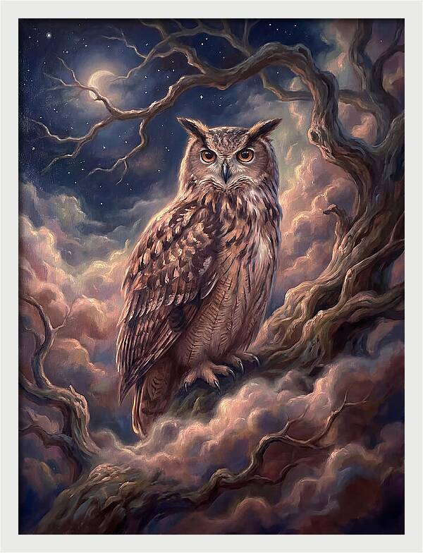 Eagle Owl Under Moonlight