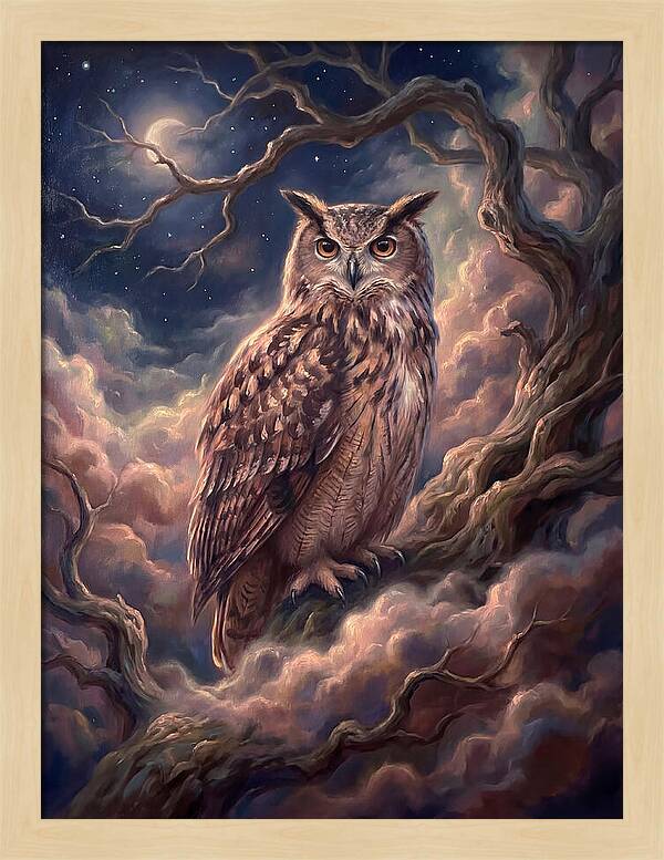 Eagle Owl Under Moonlight
