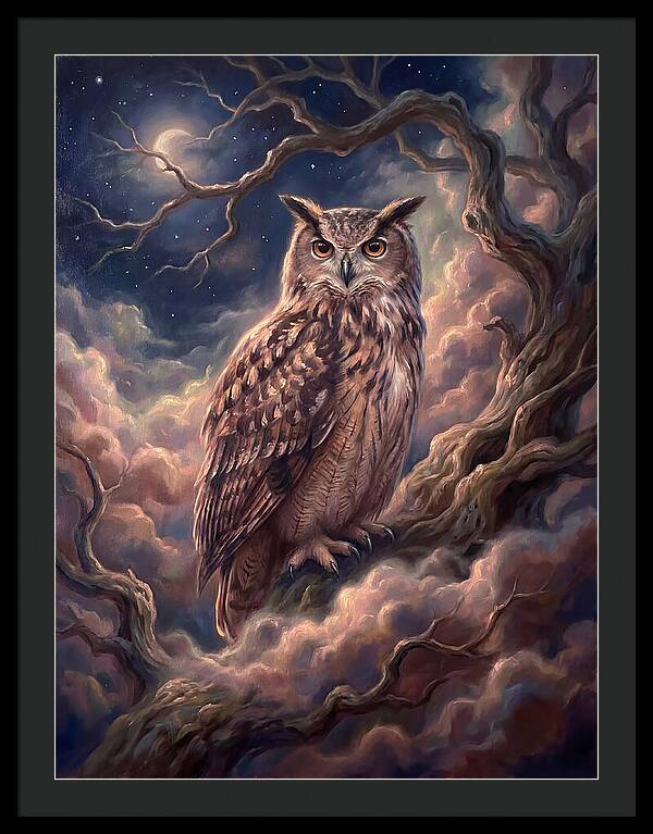 Eagle Owl Under Moonlight