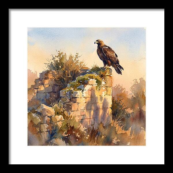 Eagle Perched On Ruins