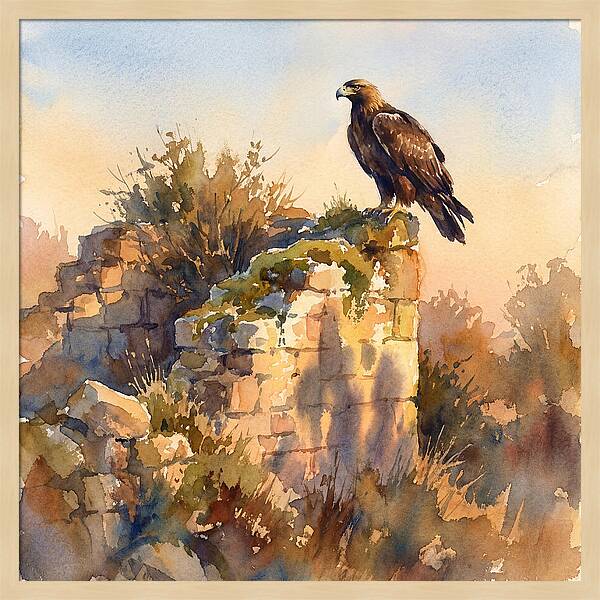 Eagle Perched On Ruins