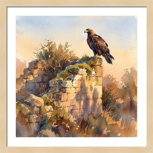 Eagle Perched On Ruins