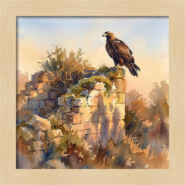 Eagle Perched On Ruins