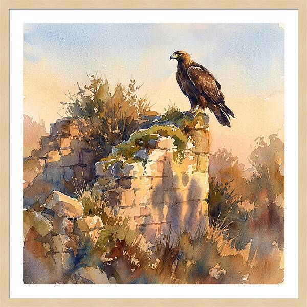 Eagle Perched On Ruins