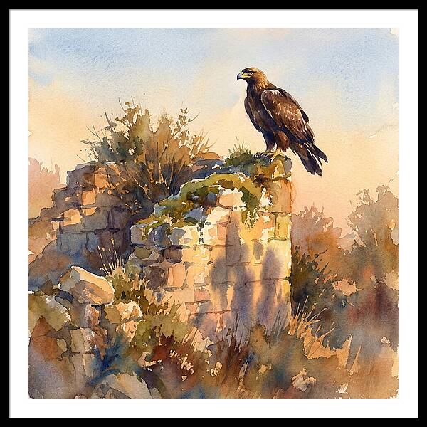 Eagle Perched On Ruins