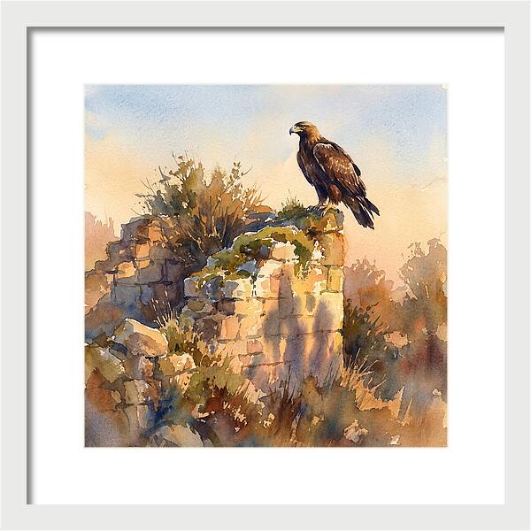 Eagle Perched On Ruins