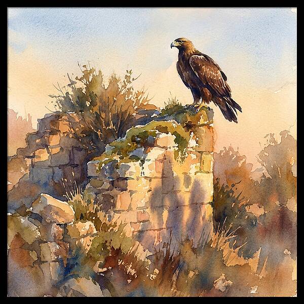 Eagle Perched On Ruins