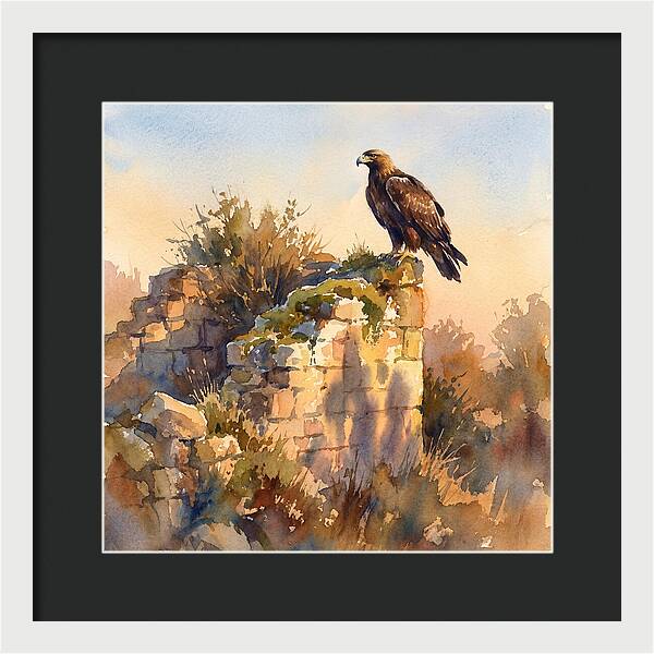 Eagle Perched On Ruins
