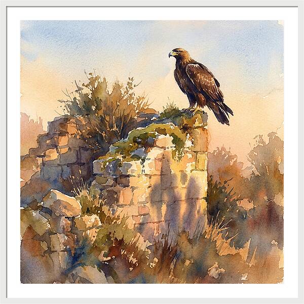 Eagle Perched On Ruins