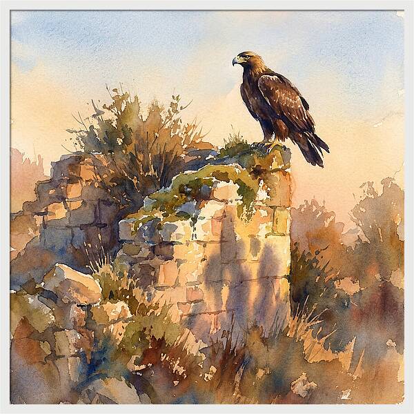 Eagle Perched On Ruins