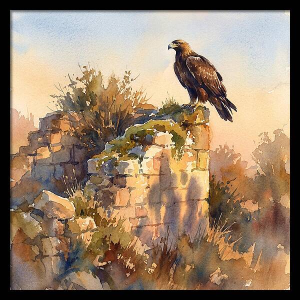Eagle Perched On Ruins
