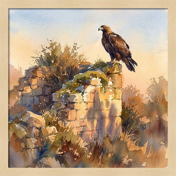 Eagle Perched On Ruins