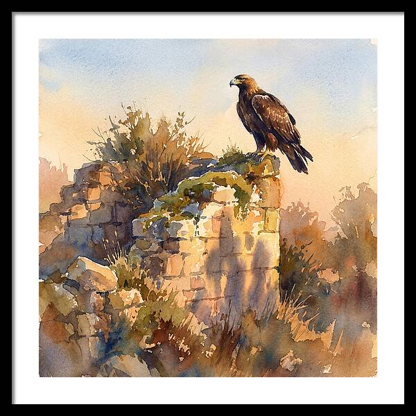 Eagle Perched On Ruins