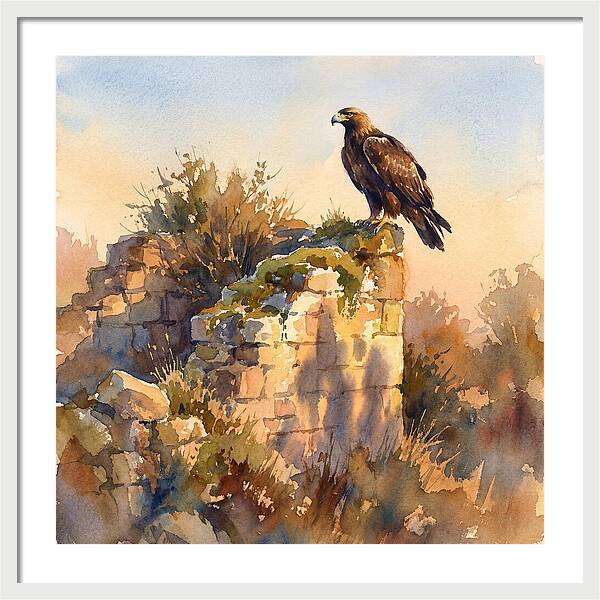 Eagle Perched On Ruins