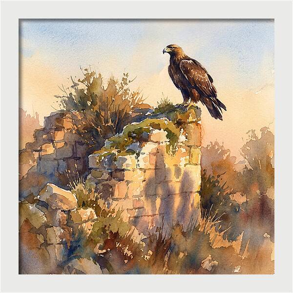 Eagle Perched On Ruins