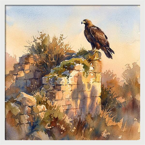 Eagle Perched On Ruins