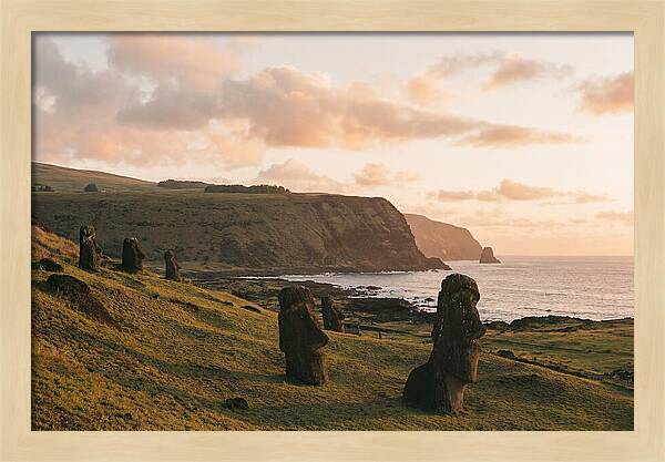 Easter Island Moai At Sunset