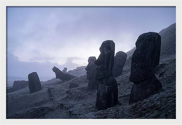 Easter Island Moai Statues At Dawn