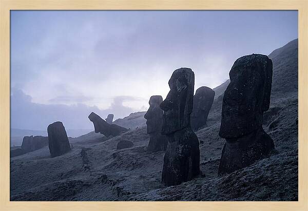 Easter Island Moai Statues At Dawn