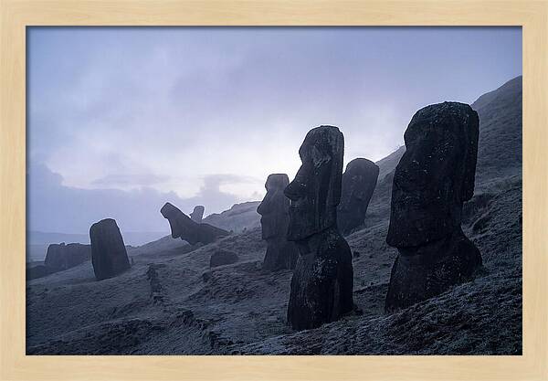 Easter Island Moai Statues At Dawn