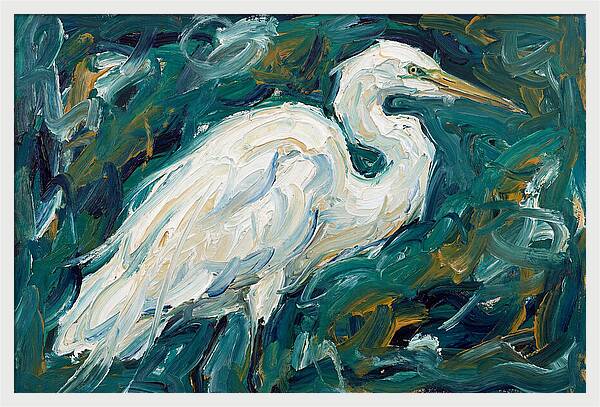 Egret Among Vibrant Greens