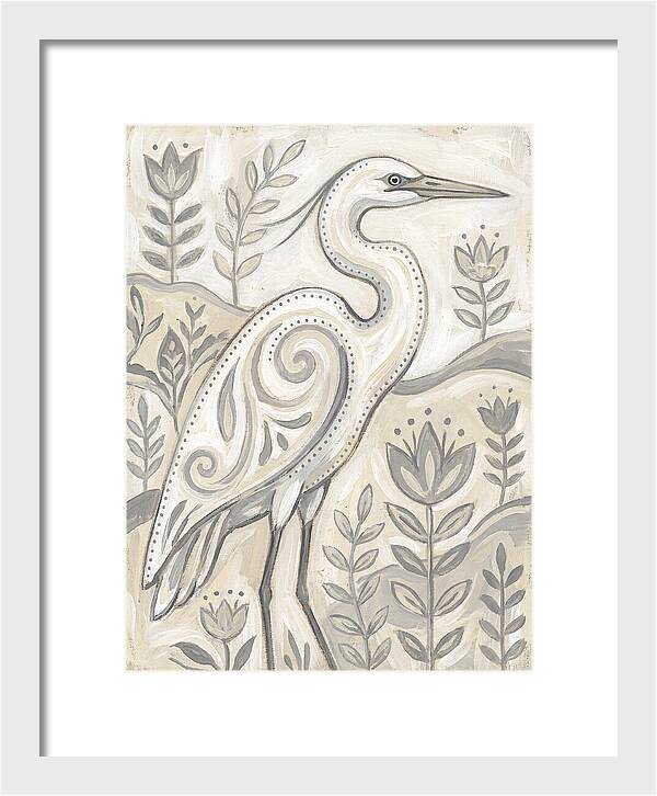 Egret In Folk Style