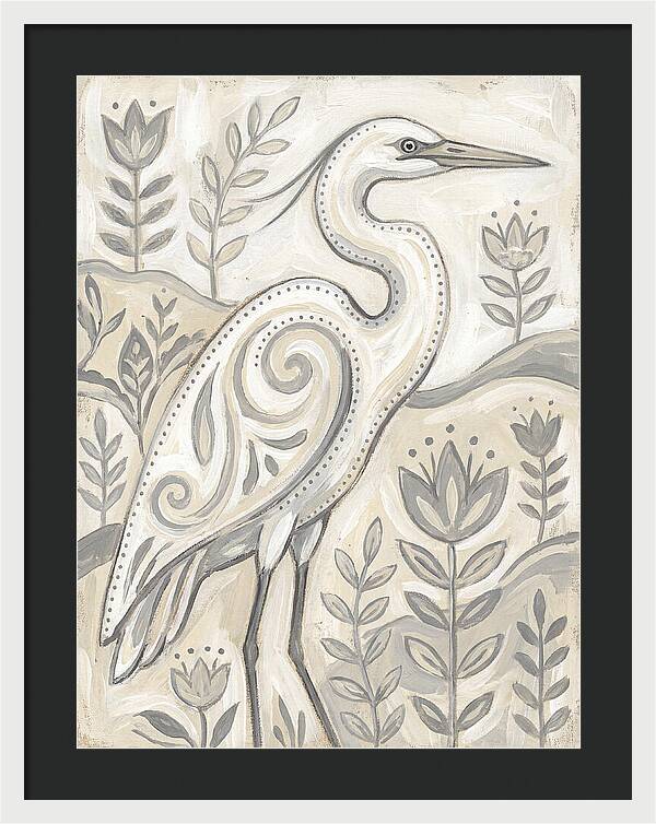 Egret In Folk Style