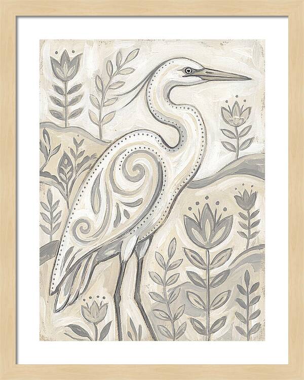 Egret In Folk Style