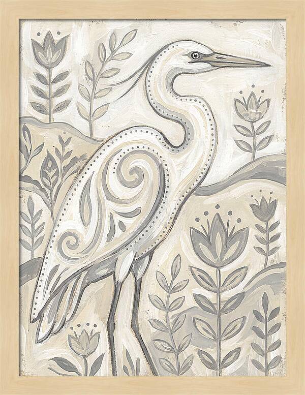 Egret In Folk Style