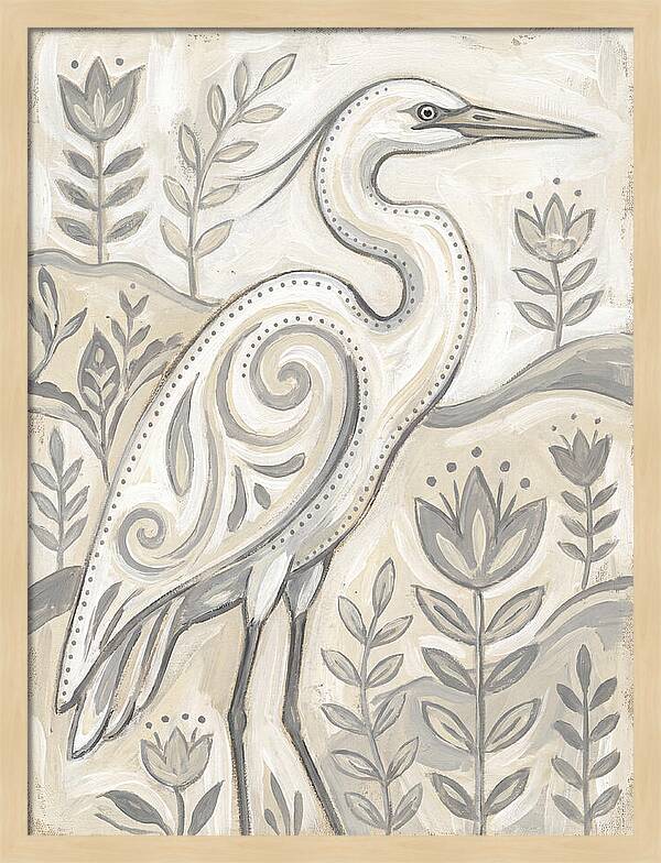Egret In Folk Style