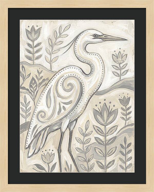Egret In Folk Style