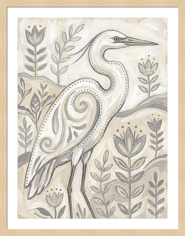 Egret In Folk Style