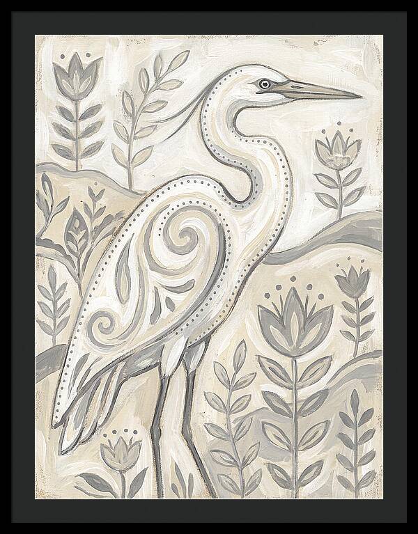 Egret In Folk Style