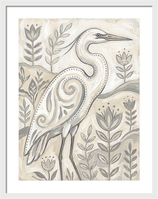 Egret In Folk Style