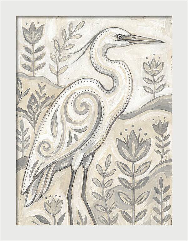 Egret In Folk Style