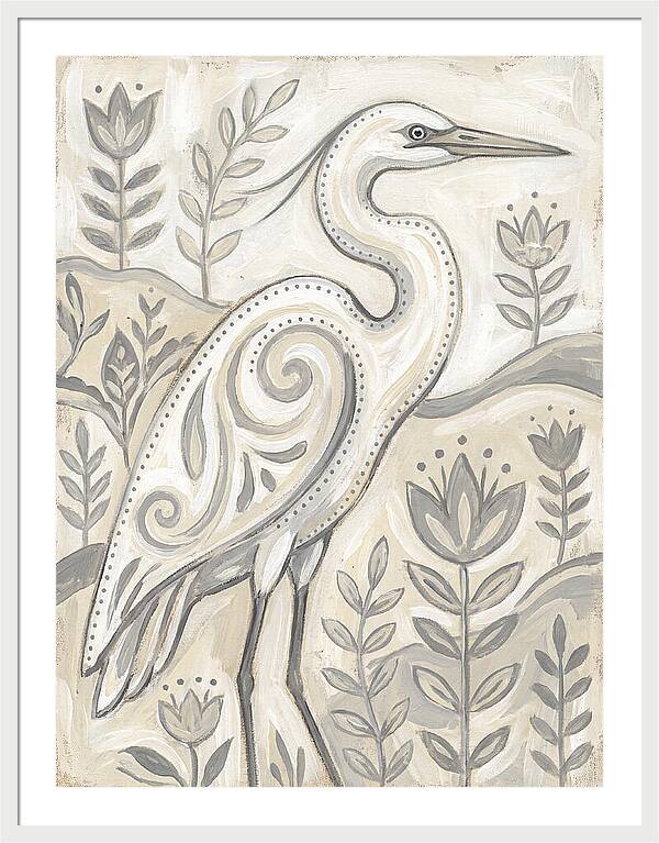 Egret In Folk Style