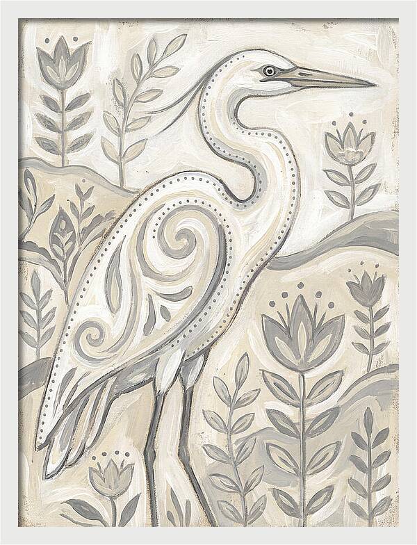 Egret In Folk Style